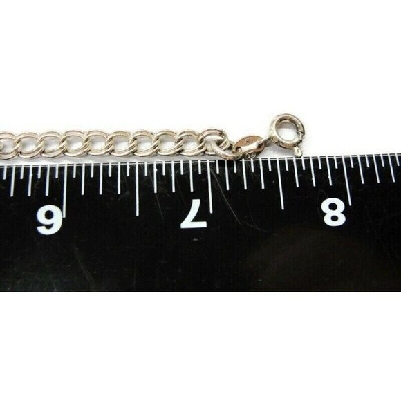 925 Sterling Silver Circle Link Bracelet Puffed Heart Italy SU - Picture 2 of 5